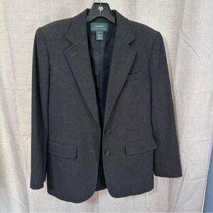 Lauren Ralph Lauren Womens Jacket Wool Charcoal Buttons Flap Pockets Lined Sz 4